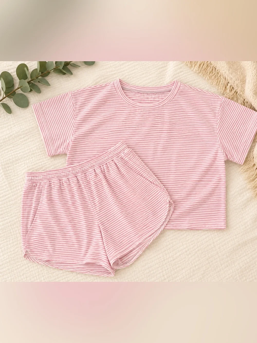 Pink & White Striped 2-Piece Lounge Set